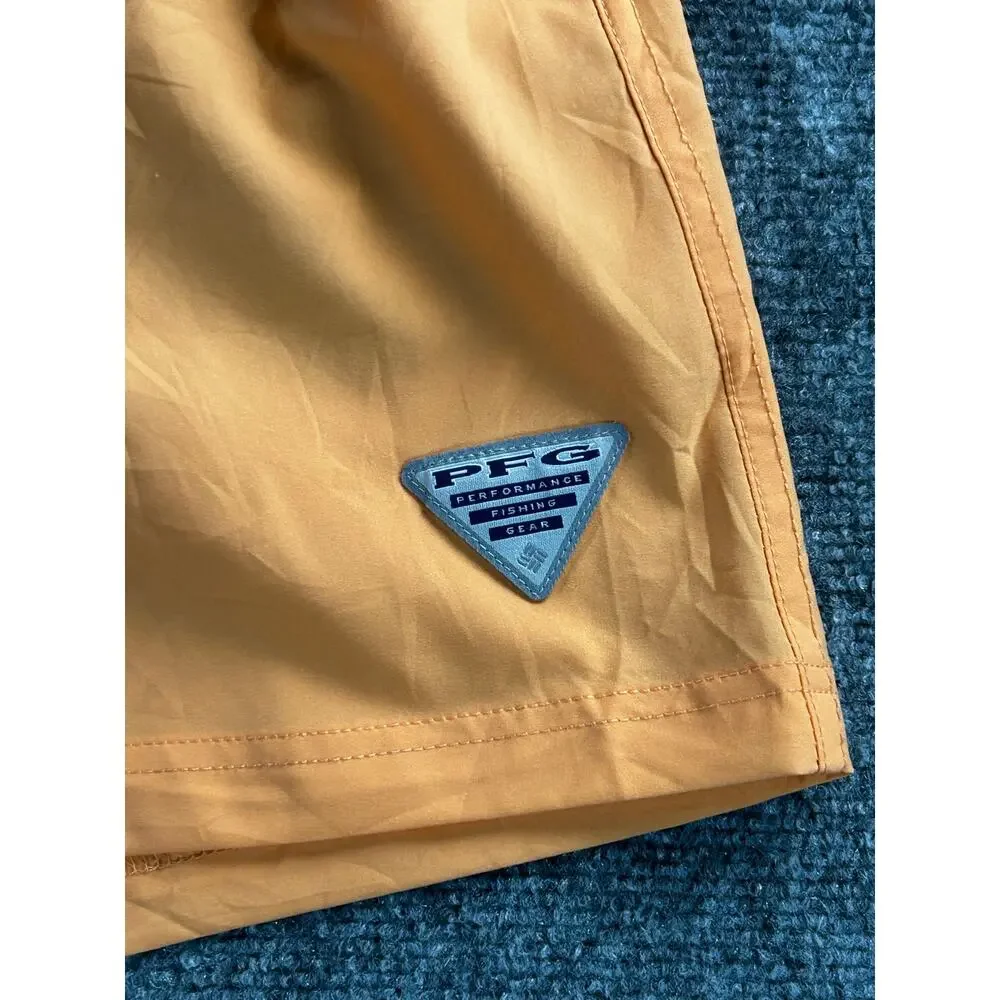 Columbia PFG Fishing Shorts Men's Small Peach Swim Trunks Drawstring